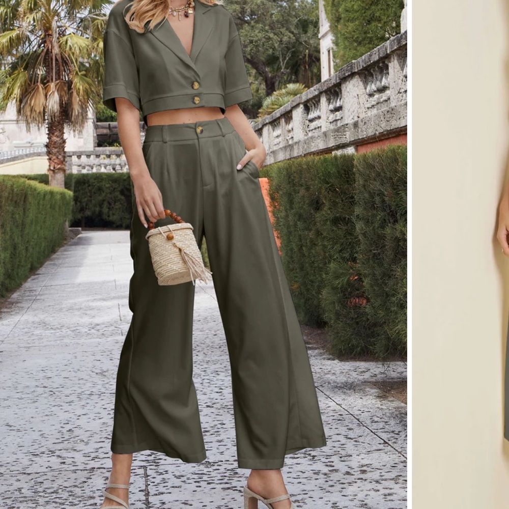Olive Green Women's Two-Piece Set